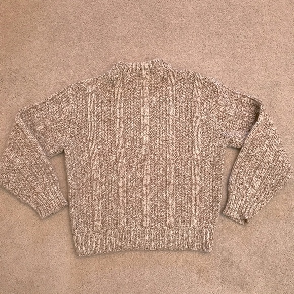 Vintage Chunky Knit Wool Sweater Womens Size Medium Oversized Tan Brown USA Made - Picture 3 of 6